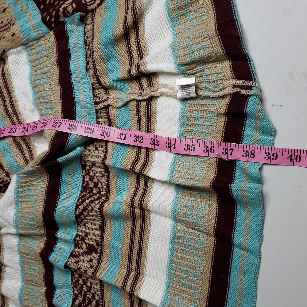 Love Cotton Knit Southwestern Asymmetric Long Line Open Front Cardigan Size M/L - Picture 13 of 14